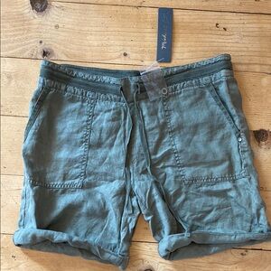 NWT Michael Stars linen short army green MEDIUM